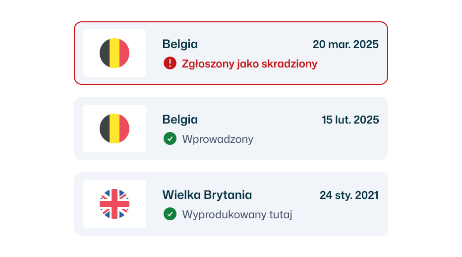 Sprawdzenie kradzieży pojazdu