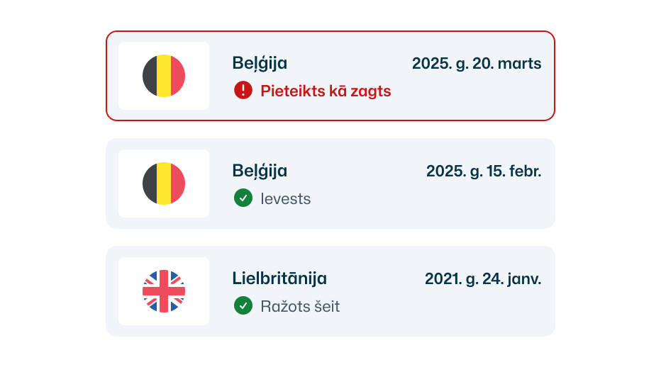 Nozagta transportlīdzekļa pārbaude