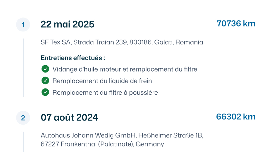 Historique d'entretien