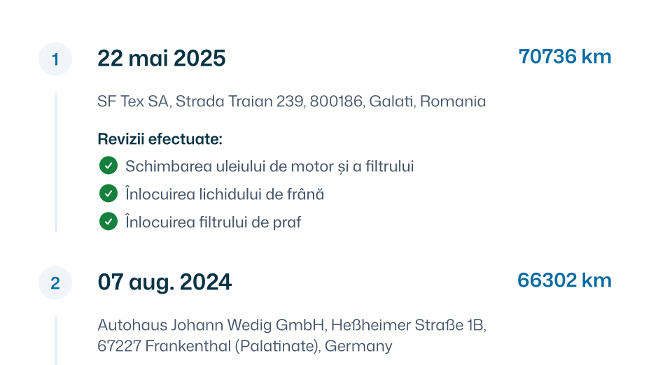 Istoric întreținere